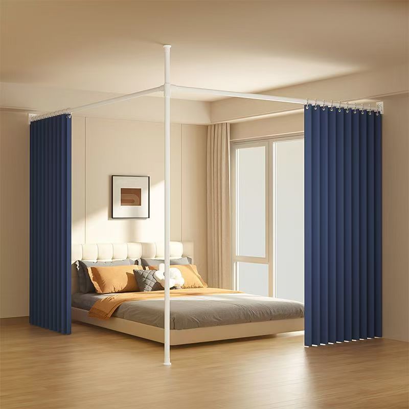 Instalación simple dormitorio alquiler cortina de partición sin agujeros cortina de sombra en forma de L cama de división interior salón de belleza