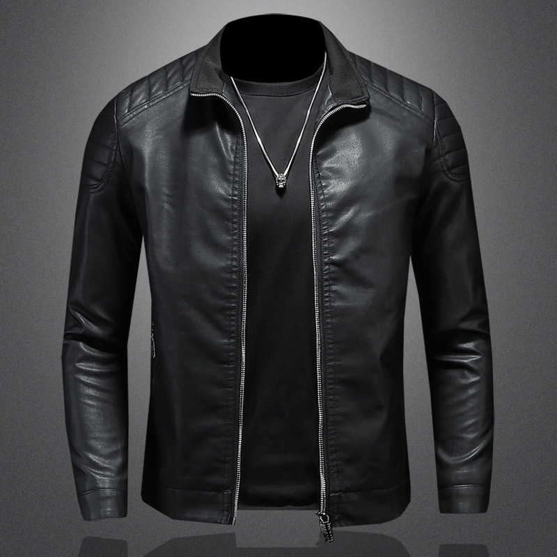Chaqueta de cuero de cuello vertical, chaqueta de moda masculina, chaqueta de primavera y otoño 2023, nueva chaqueta de cuero, chaqueta delgada coreana, chaqueta guapo