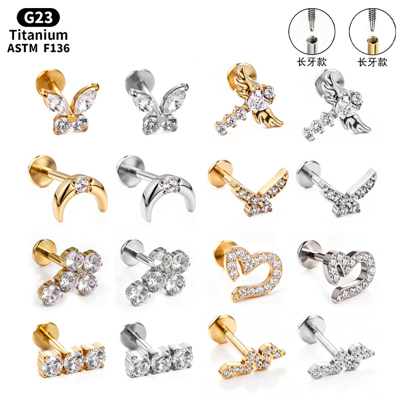 Labret stud lip piercing jewelry styling detail