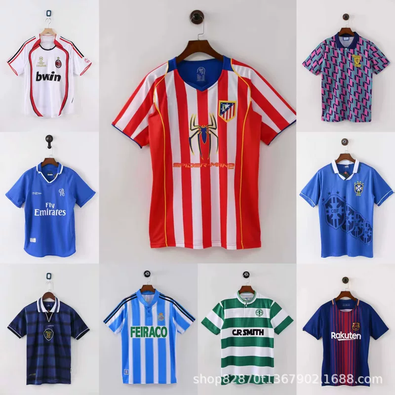Футболка-майка с ретро-раскраской Arsenal Celtic Barcelona Newcastle Atletico Madrid AC Real Madrid футбольная майка
