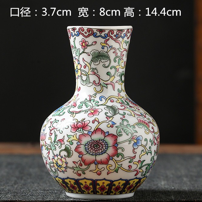 Vaso de escritorio de cerámica de porcelana pequeña boca mini hidroponía de flores retrógradas botellas de flores de porcelana