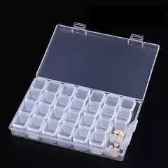 28-Compartment Nail Art Tool Storage Box, Assemblable & Detachable Transparent Colored Case for Nail Decorations, Drop-Resistant Organizer