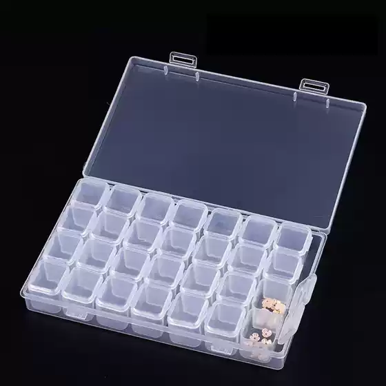 28-Compartment Nail Art Tool Storage Box, Assemblable & Detachable Transparent Colored Case for Nail Decorations, Drop-Resistant Organizer