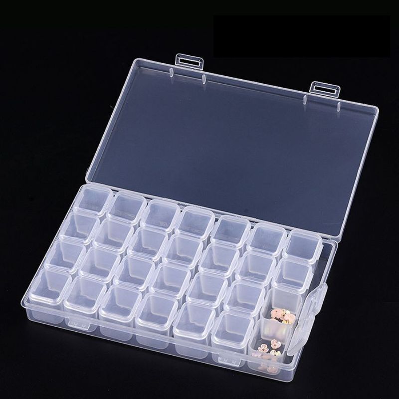 Nail tools 28 grid storage box can be assembled and disassembled transparent color box nail decorations sub-packaging box anti-fall