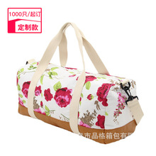 帆布印花斜跨包厂家 定做帆布旅行包印花行李包外贸手提帆布包