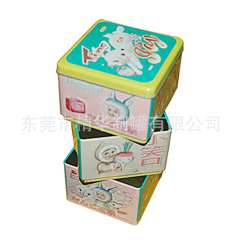 供应三层正方形铁罐  正方马口铁铁罐  精美礼品分层包装铁罐