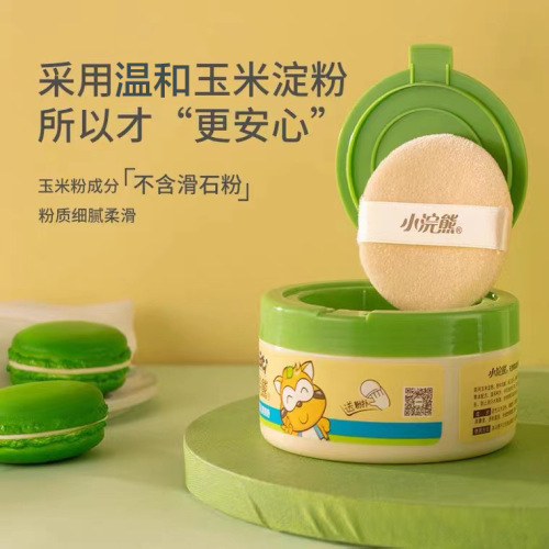 Wholesale Little Raccoon Children's Talcum Powder 140g Baby Baby Cooling and Comforting Toning Free Powder Puff Cross-border Amazon