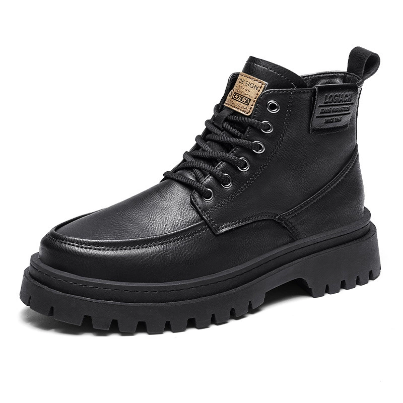 The new youth autumn and winter fashion plus thickened thick bottom, non -slip, wear -resistant solid color band -Martin boots