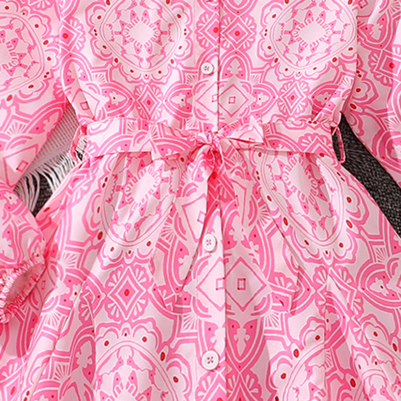 2024 Herbst Neues Produkt Heißer Verkauf Bedrucktes Langarmkleid für Mädchen_voghion.com