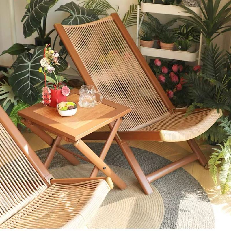 花园躺椅阳台家用休闲晒太阳两用折叠靠背藤椅子户外庭院桌椅防水|undefined