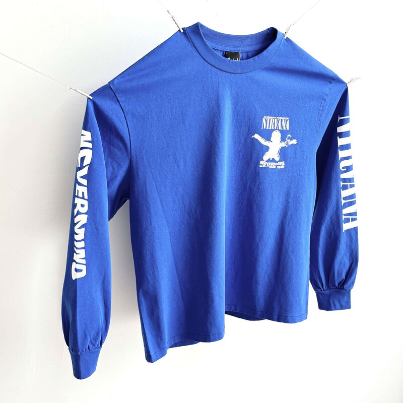 Nirvana Band Limited Edition Letter Print Loose Casual Trendy Washed Vintage Long-Sleeve T-Shirt Top for Men and Women