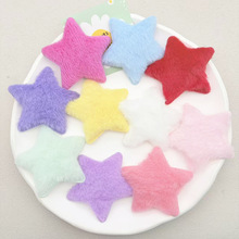 甜美单面6.5cm兔毛五角星毛绒饰品配件diy发饰发卡帽子服装辅料