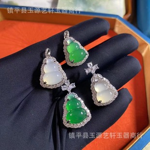 High ice chalcedony gourd necklace silver plated inlaid agate pendant women light luxury fashion celebrity wind jewelry wholesale