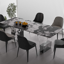 大理石餐边柜轻奢摆件岩板防水防油黑晶玉深模柔脂面石材厂家