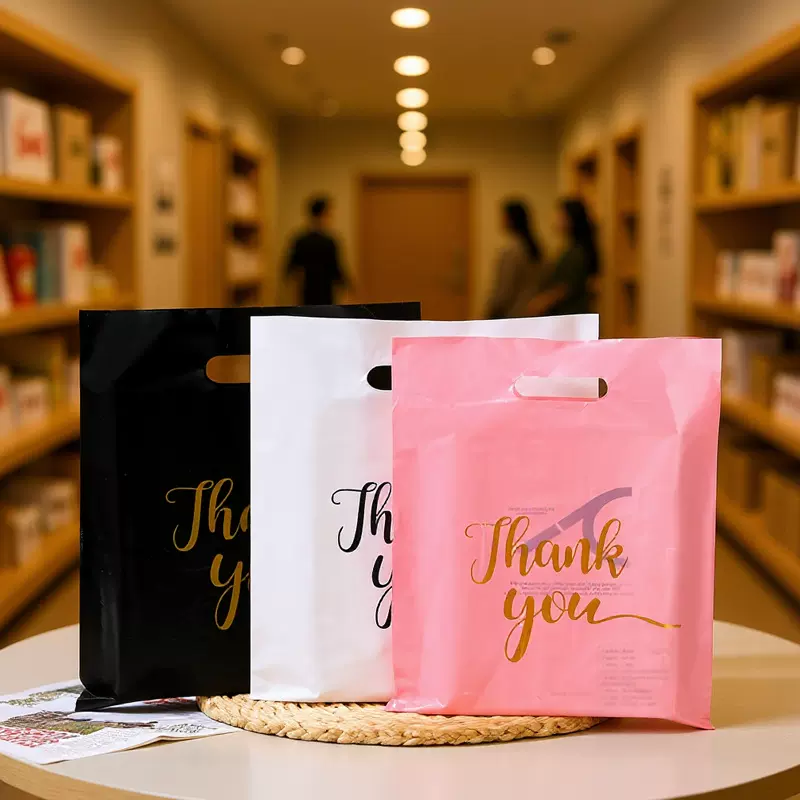 现货四指平口手提袋高端服装店购物袋礼品袋化妆品饰品塑料袋批发