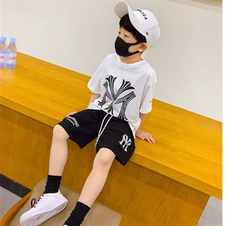 夏季清仓男童套装夏装儿童韩版帅气男孩洋气短袖短裤两件套中大童