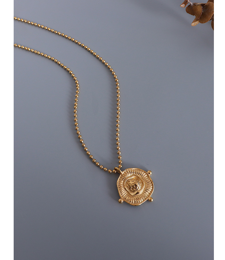 Irregular Geometric Pendant Necklace In Gold Titanium Steel_voghion.com