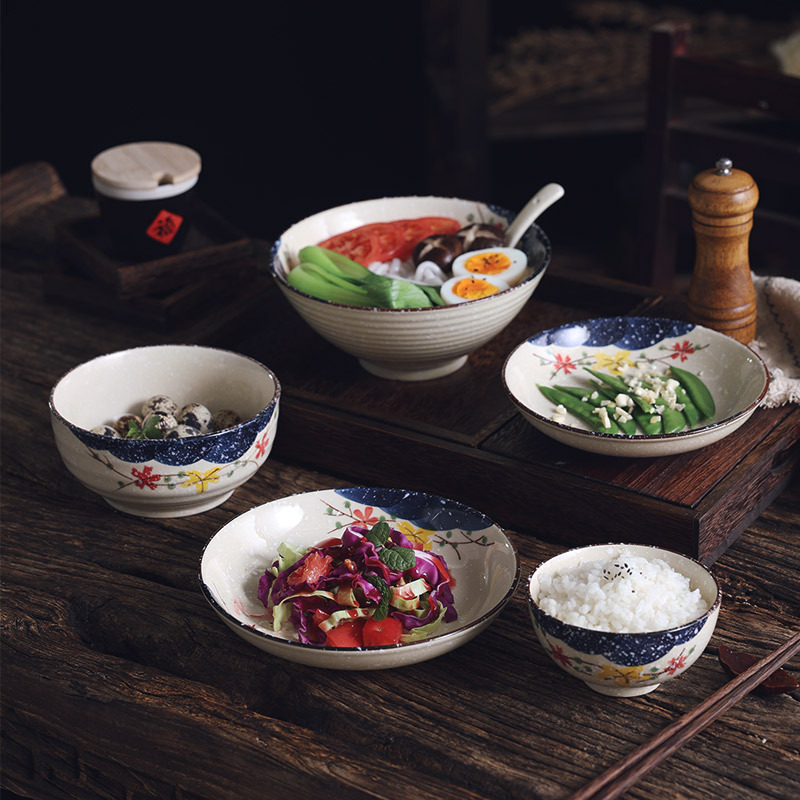 雪樱日式餐具 经典斗笠碗型 高温釉下彩 兼备生活和艺术 陶瓷餐具|ru