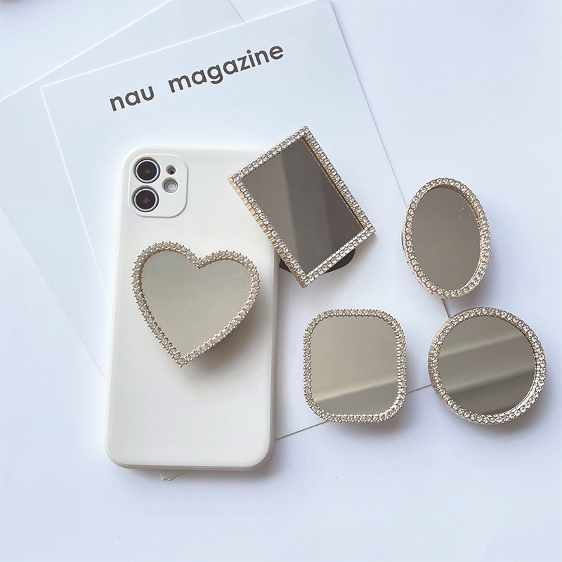 20g Weight Mobile Phone Universal Applicable Brands Airbag Bracket Classification Acrylic, Mirror Material Round, Oval, Heart Shape Pattern Classic Style Style Round Oval Heart Shape Acrylic Mirror Classic Style Mobile Phone Universal Airbag Bracket 5