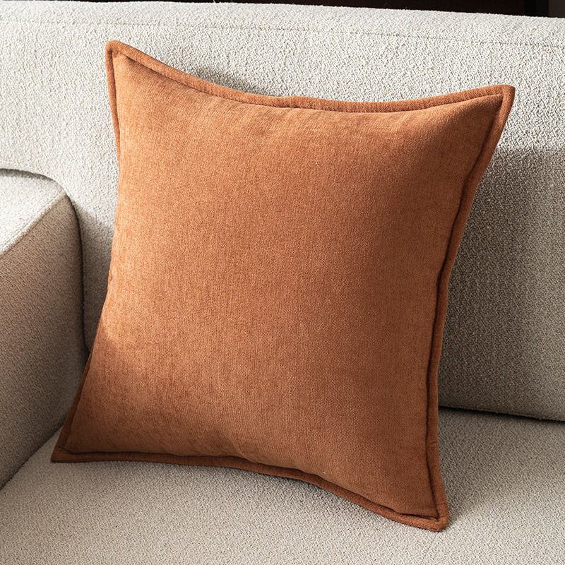 Chenille Living Room Sofa Pillow Advanced Sense Solid Color Pillow Case Bedroom Bedside Pillow Waist Pillow Large Back Cushion