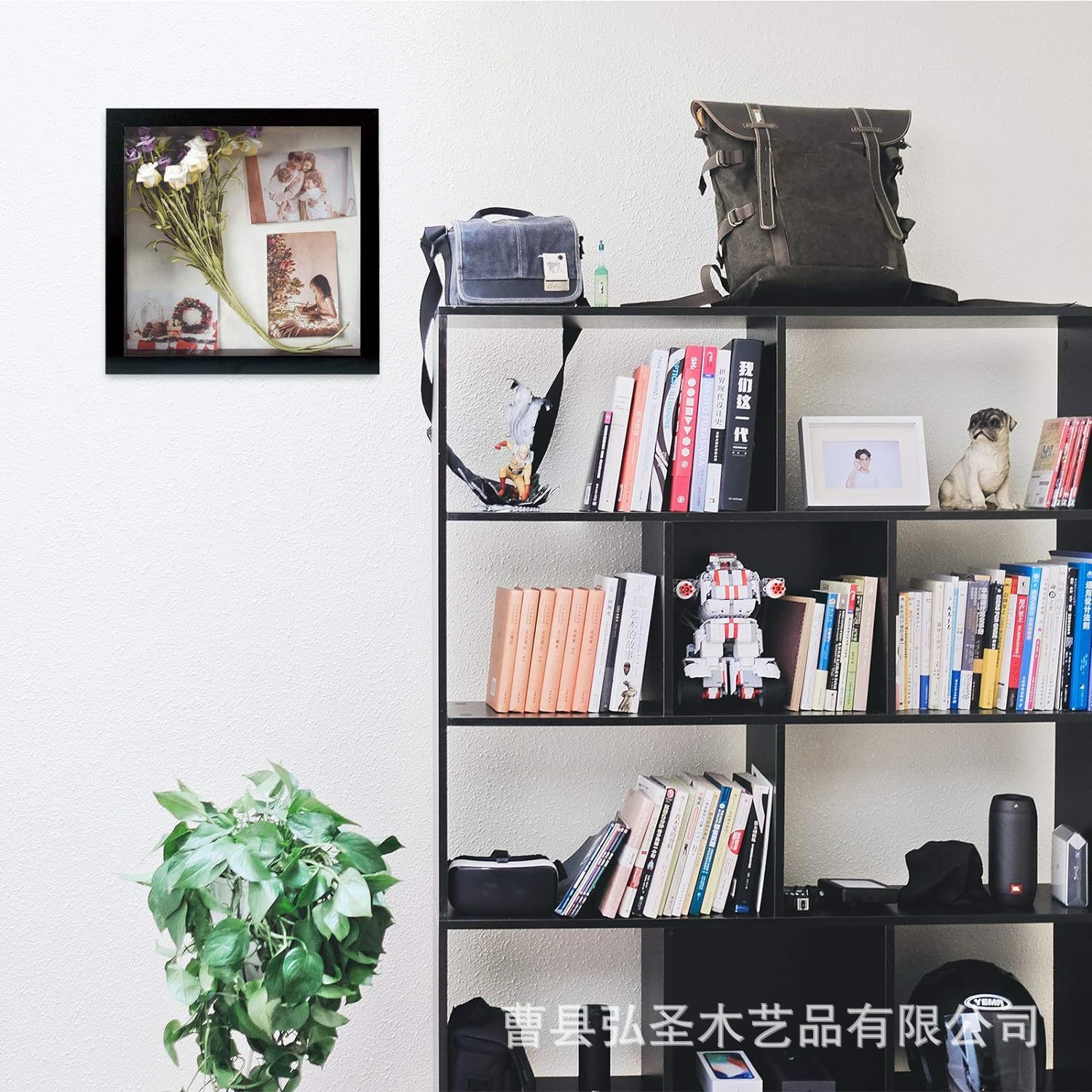 Marco de fotos de madera montado en la pared Caja de exhibición transparente Marco de fotos hueco tridimensional Caja de exhibición de medallas Insectos Caja de etiqueta de flores secas