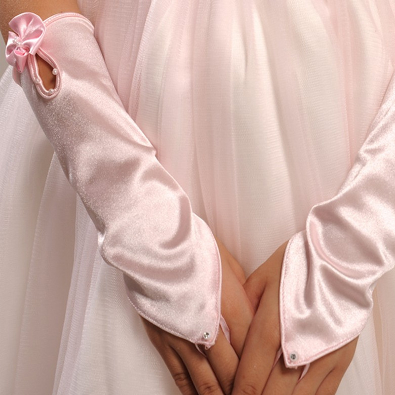 Guantes para niños guantes de etiqueta para niña de flores guantes de rendimiento de banquete de cumpleaños Yi nuofang guantes de vestir de flores para estudiantes