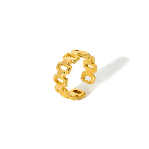 Cross-border internet celebrity INS style stainless steel ring adjustable geometric ring 18k furnace electroplated titanium steel ring wholesale