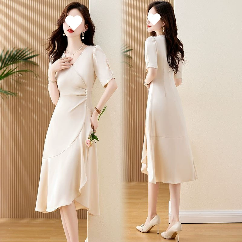 Элегантное шифоновое платье в стиле светской львицы, новинка 2025 года, женское летнее платье, утягивающее талию, супер-фея, потрясающая юбка, высококачественное