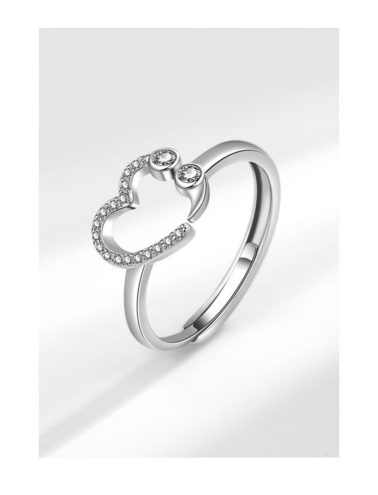 Simple Style Heart Shape Copper Inlay Zircon Rings 1 Piece