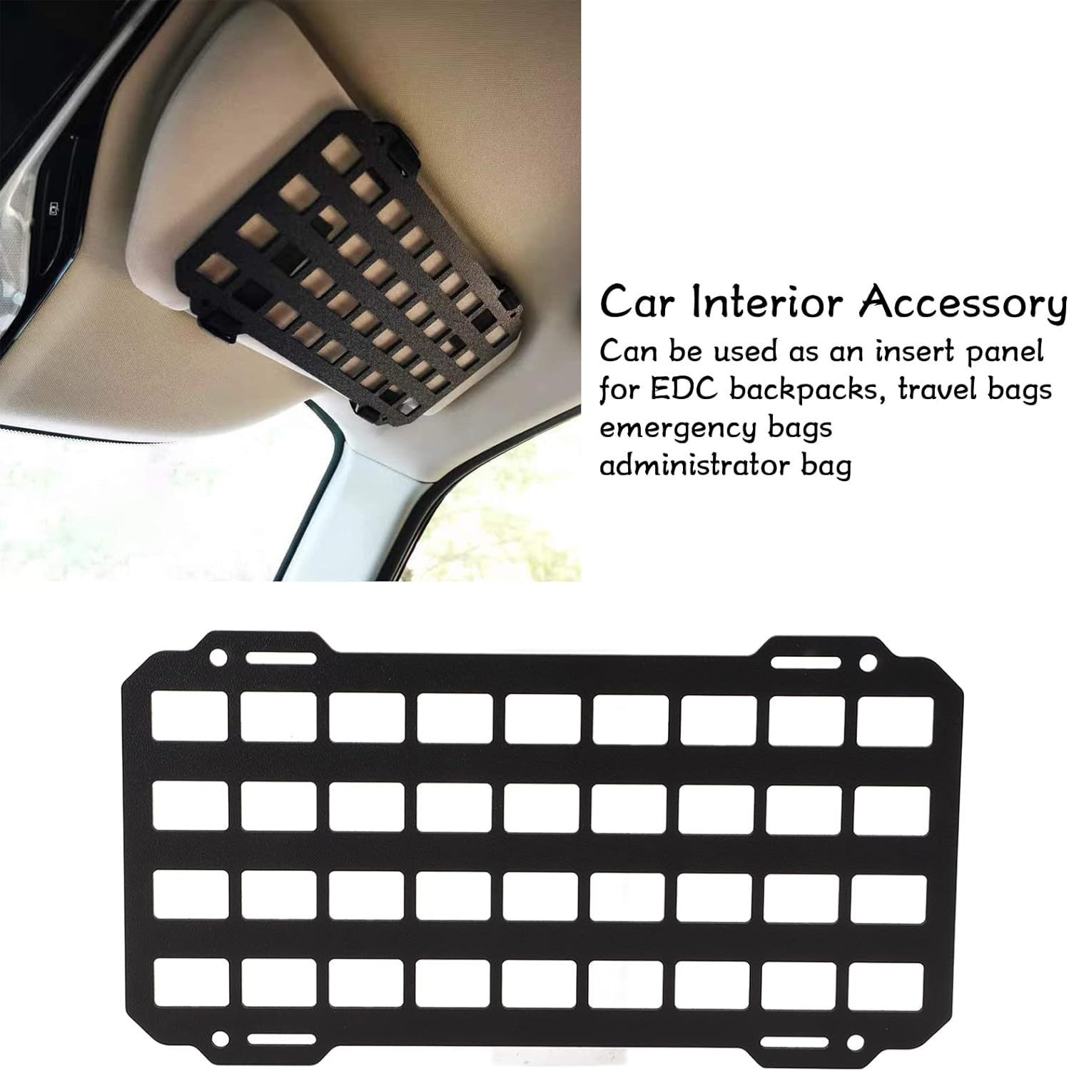 Sun Visor Tactical Hanging Board, Sunshade Board, Off-Road Vehicle Multifunctional Molle Storage Board, Interior Modification Hanging Accessories