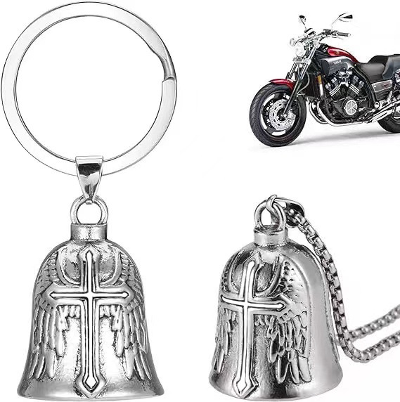 Nueva campana goteando aceite colgante cruz punk retro hombre locomotora viento plumas alas collar ángel