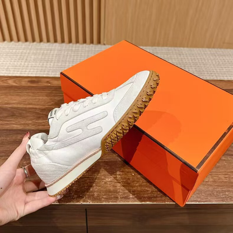 H Brand German Training Shoes European High-End Luxury Women's Shoes Mesh Casual Sneakers Lace-Up Versatile Breathable White Shoes