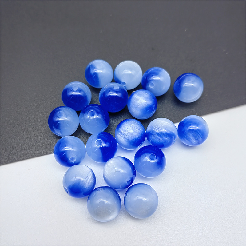 Fine glitter two-color 12mm round bead resin beads DIY ancient style bracelet mobile phone chain stringing loose beads hairpin headpiece 