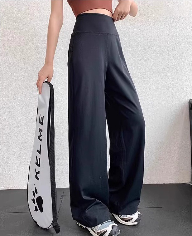 女性用プラスサイズスポーツカジュアルドレープワイドレッグパンツ、女性用高弾性おなかコントロールパンツ、速乾性カジュアルポケットヨガストレートパンツ|undefined