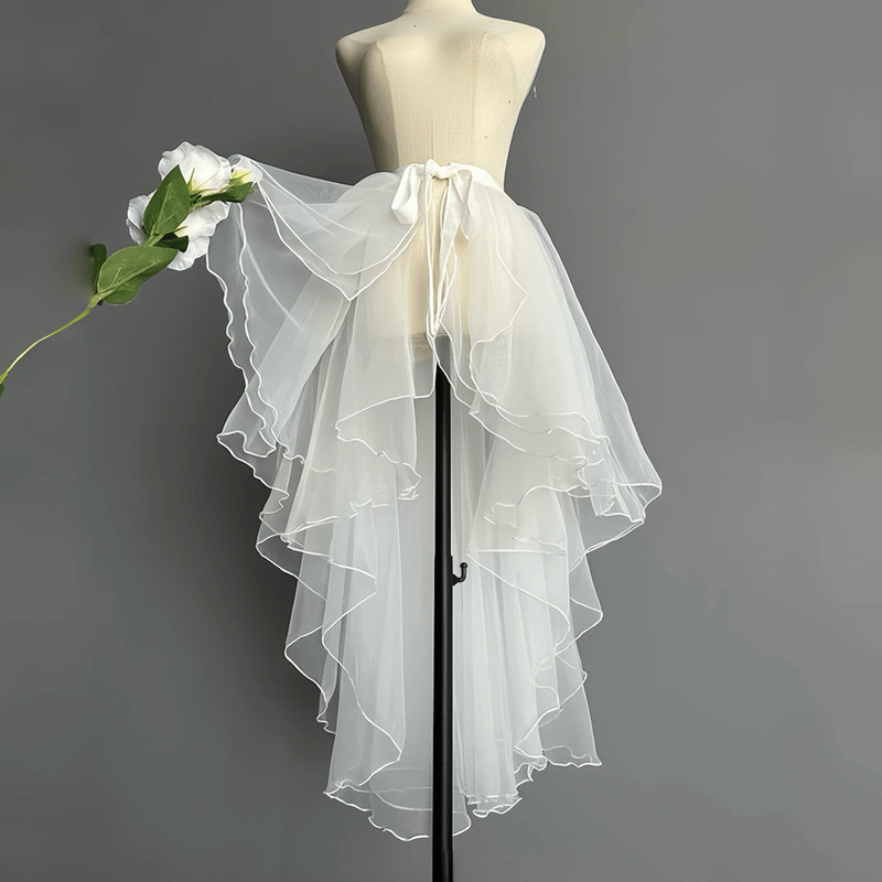 Short in the Front and Long in the Back, Irregular Lace Three-Layer Petticoat, Daily Underskirt, Dance Performance Cosplay Trailing Skirt