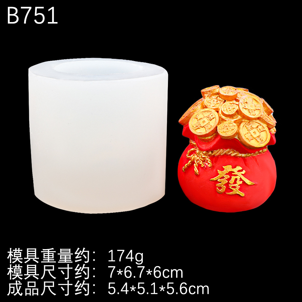 Bolsa de poliuretano, bolsa de la suerte, decoración de coche, molde de silicona, bolsa de resina, molde de goteo de yeso aromático en forma de chocolate