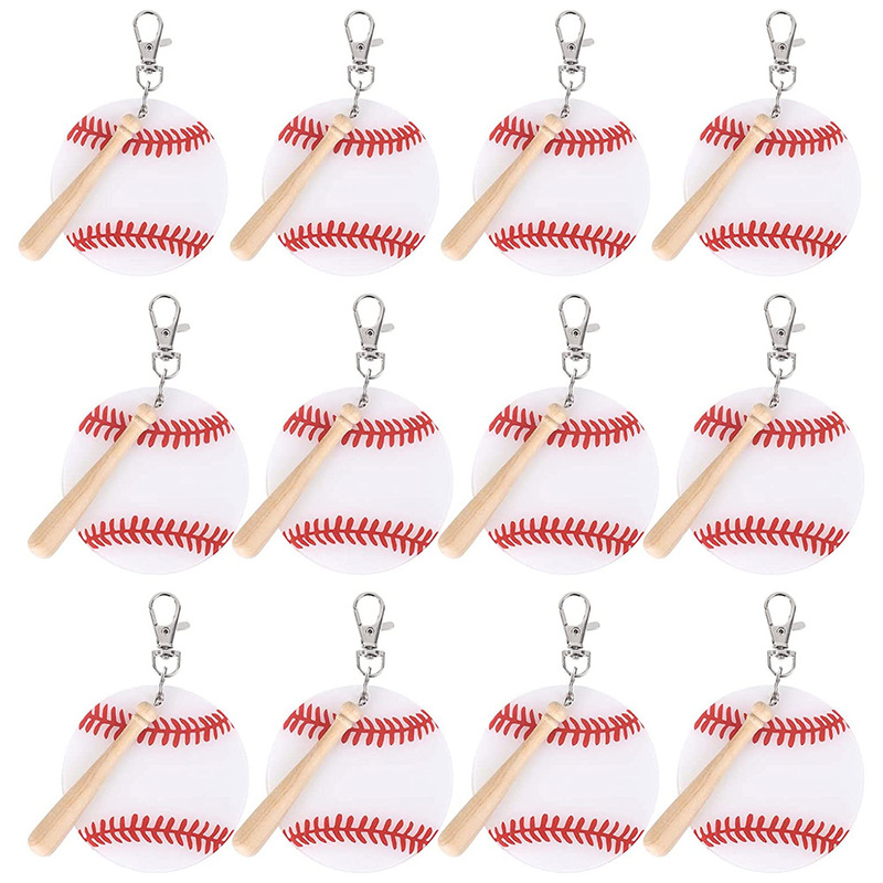 Acrylic Keychain Blank Wooden Stick Keychain Pendant Accessories Softball Rod Baseball Stick Keychain Bag Pendant