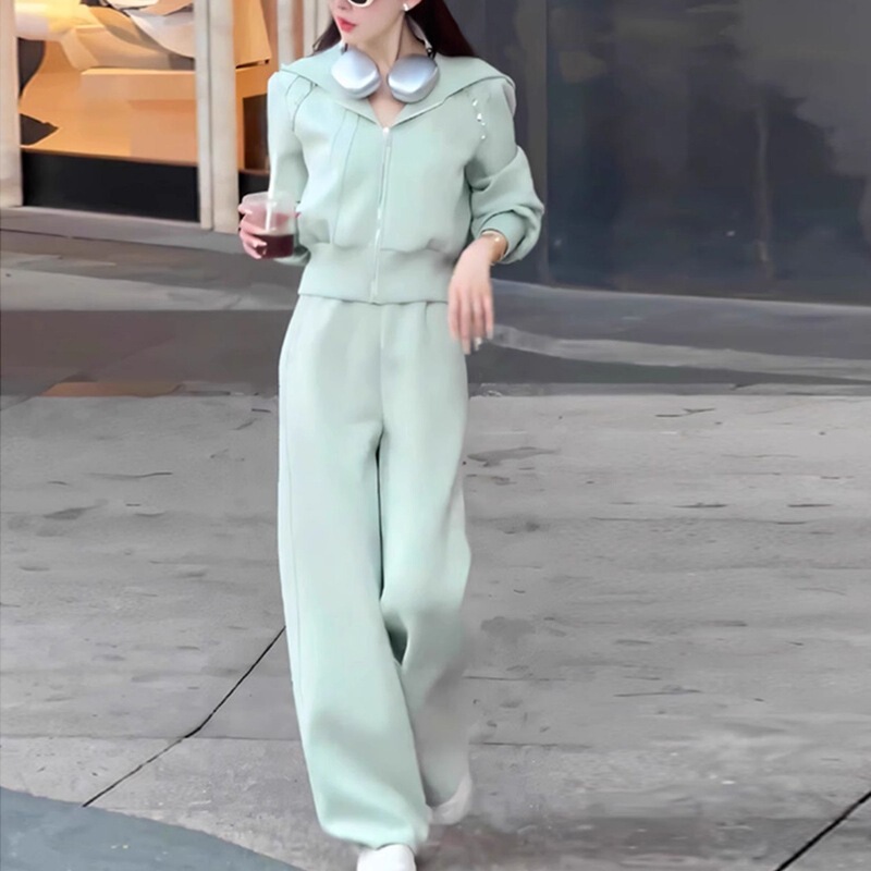 网红炸街运动装套装女秋冬新款流行显瘦减龄港风卫衣阔腿裤两件套|undefined