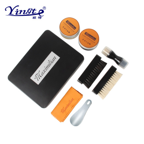 Leather shoe care products shoe brush shoe polish set black colorless shoe polish plastic soft bristled wooden oil brush cleaning