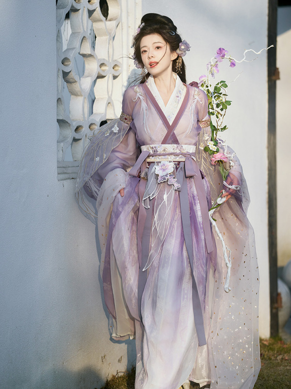オリジナル漢服【流光イブニングファイア】重工業刺繍中国風漢服クロスカラーラージスリーブシャツ妖精風改良春夏スタイル|undefined