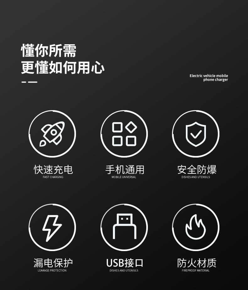 Electric Vehicle Mobile Phone Charger 66W Flash Charging Fast Charging USB Converter Plug 48V60V72 Volt 100V Universal Model