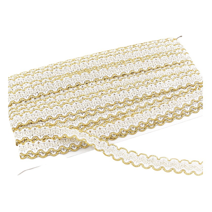 Nuevo 1,5 cm oro seda bilateral S en forma de onda accesorios de encaje ropa cortina decoración textil hogar Accesorios