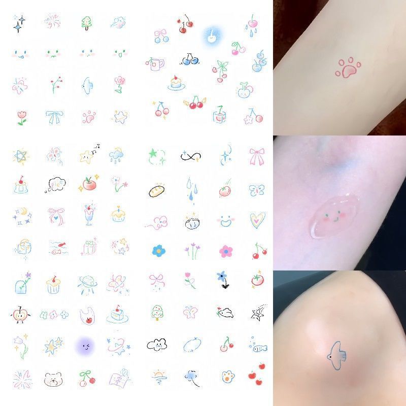 Summer Small Expression Color Tattoo Sticker Waterproof Lasting Finger Dopamine Mini Cute Painted Student