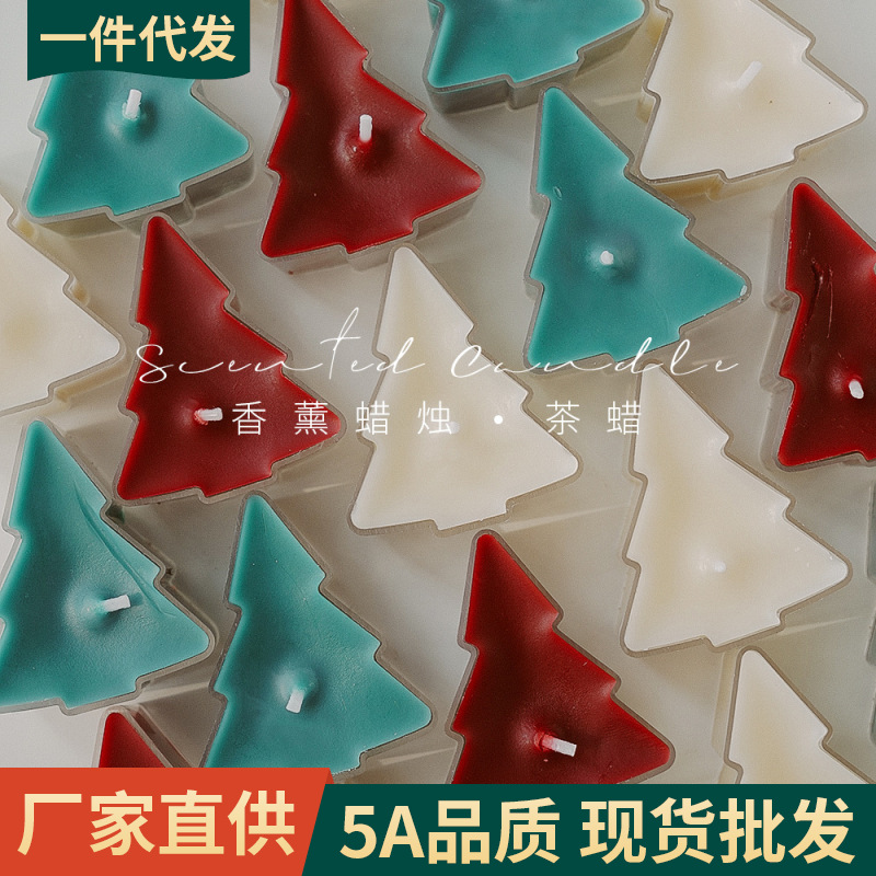 Árbol de Navidad pequeño adornos de cera de té hechos a mano Navidad cera de aroma regalo cera de aroma cera de estilo