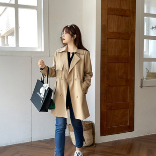 Caiduobao plus size women's clothing fat mm2022 winter New British style mid-length trench coat BDW0510