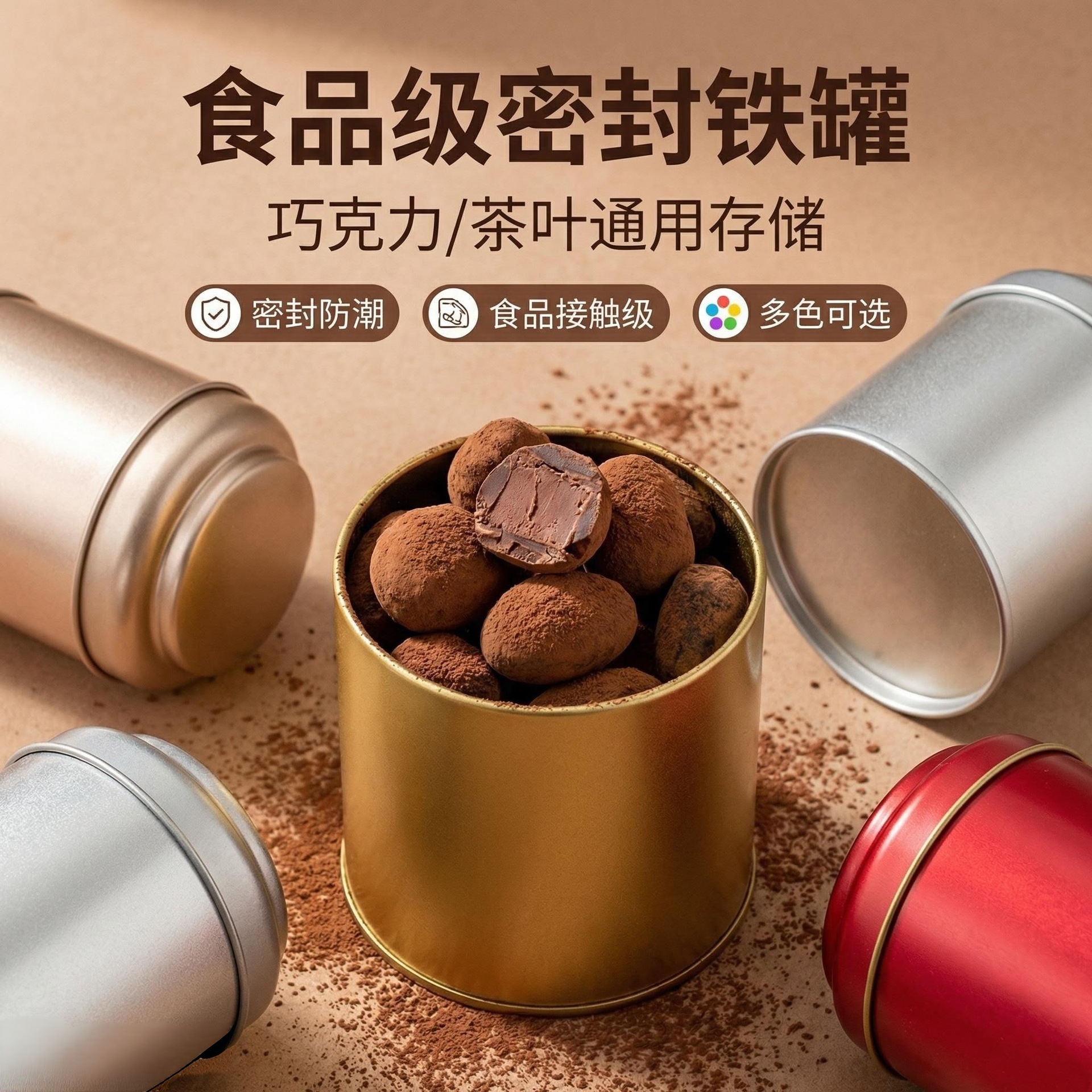 Spot Round Tea Small Can Pass Version 50g Tea Iron Can Female Double-Layer Lid Sealed Moisture-Proof Tinplate Box