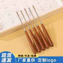 日系美甲调胶棒原木柄取胶棒不锈钢甲油调和专用搅拌铲粉底调色棒