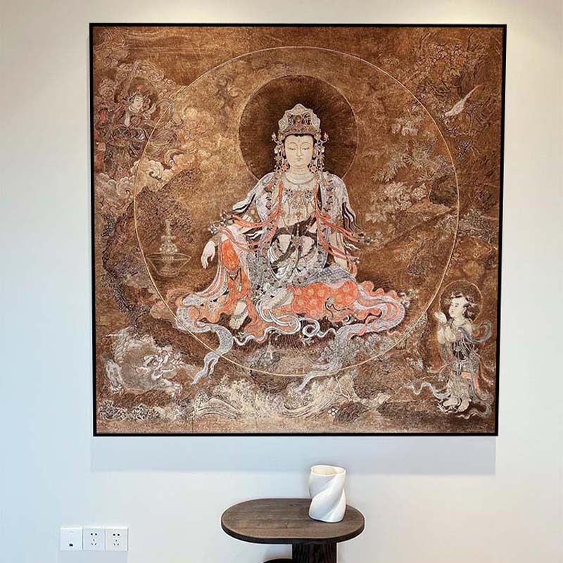 敦煌唐卡装饰画 画民族风中式禅意书房挂画 画客厅卧室背景墙高级