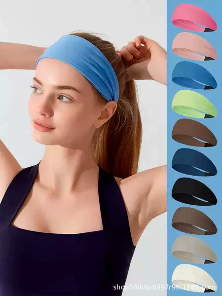 Cross-border sports headband, sweat-absorbing hairband, silk scarf, summer yoga and fitness headband, summer running headscarf for girls