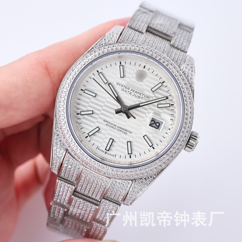 Venta directa de fábrica Lao Jia reloj mecánico de diamante completo Comercio exterior Venta caliente escala romana registro estrellado cristal diamante reloj de hombre